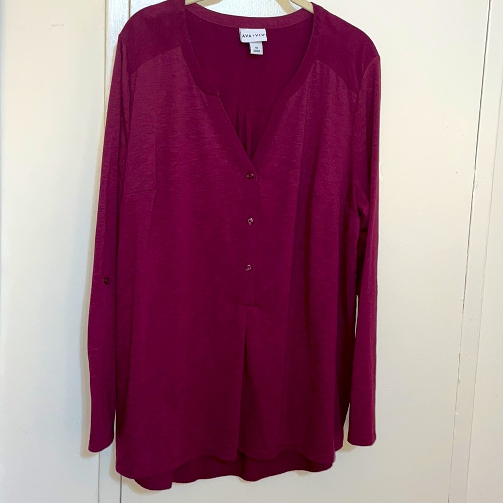 Ava & Viv Maroon Long Sleeve Casual Top